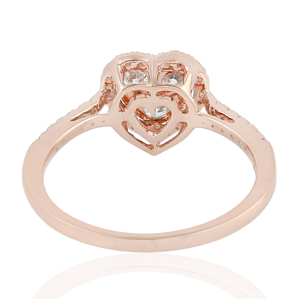 Natural Diamond Heart Band Ring In 18K Rose Gold Jewelry Gift