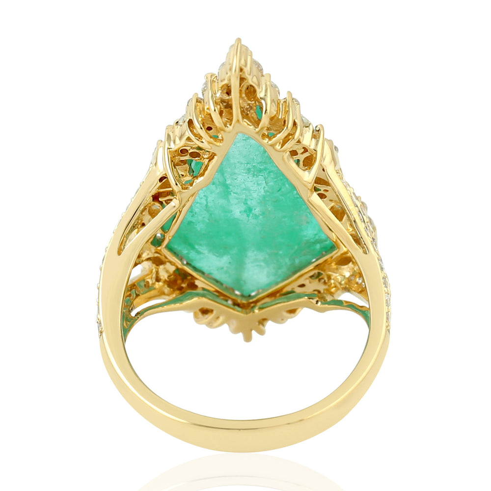 Marquise Diamond Emerald Beautiful 18k Gold Cocktail Ring
