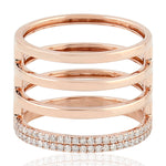 Natural Diamond Wedding Band Ring 18k Rose Gold Handmade Jewelry Gift