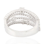 18k White Gold Pave Diamond Wedding Band Ring Handmade Jewelry Gift