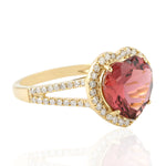 Natural Tourmaline Heart Shape Cocktail Ring 18k Yellow Gold Jewelry