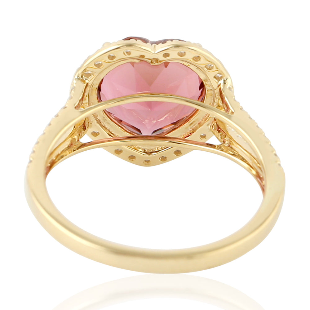 Natural Tourmaline Heart Shape Cocktail Ring 18k Yellow Gold Jewelry
