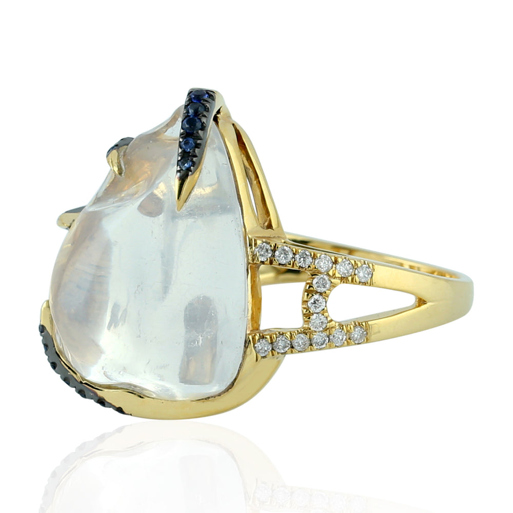 Natural Opal Pave Diamond Beautiful Cocktail Ring In 18k Yellow Gold