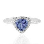 14kt White Gold and Pave Diamond Triangle Tanzanite Ring Jewelry Gift