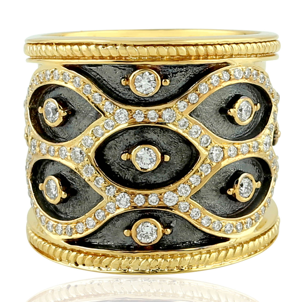 Diamond Band Ring 18k Yellow Gold Handmade Jewelry