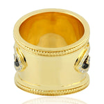 Diamond Band Ring 18k Yellow Gold Handmade Jewelry