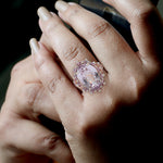 Kunzite Cocktail Ring 18k Rose Gold Diamond Gemstone Handmade Jewelry
