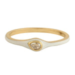 Natural Diamond Band Ring 14k Yellow Gold Enamel Jewelry