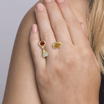 Moonstone Adjustable Ring 18k Yellow Gold Diamond Gemstone Jewelry