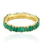 Emerald Band Ring 18k Yellow Gold Handmade Jewelry Gift