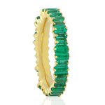 Emerald Band Ring 18k Yellow Gold Handmade Jewelry Gift