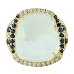 Opal Sapphire Diamond Dome Ring in 18k Yellow Gold