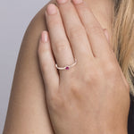 Natural Ruby Three-Stone Ring 10k Rose Gold Jewelry