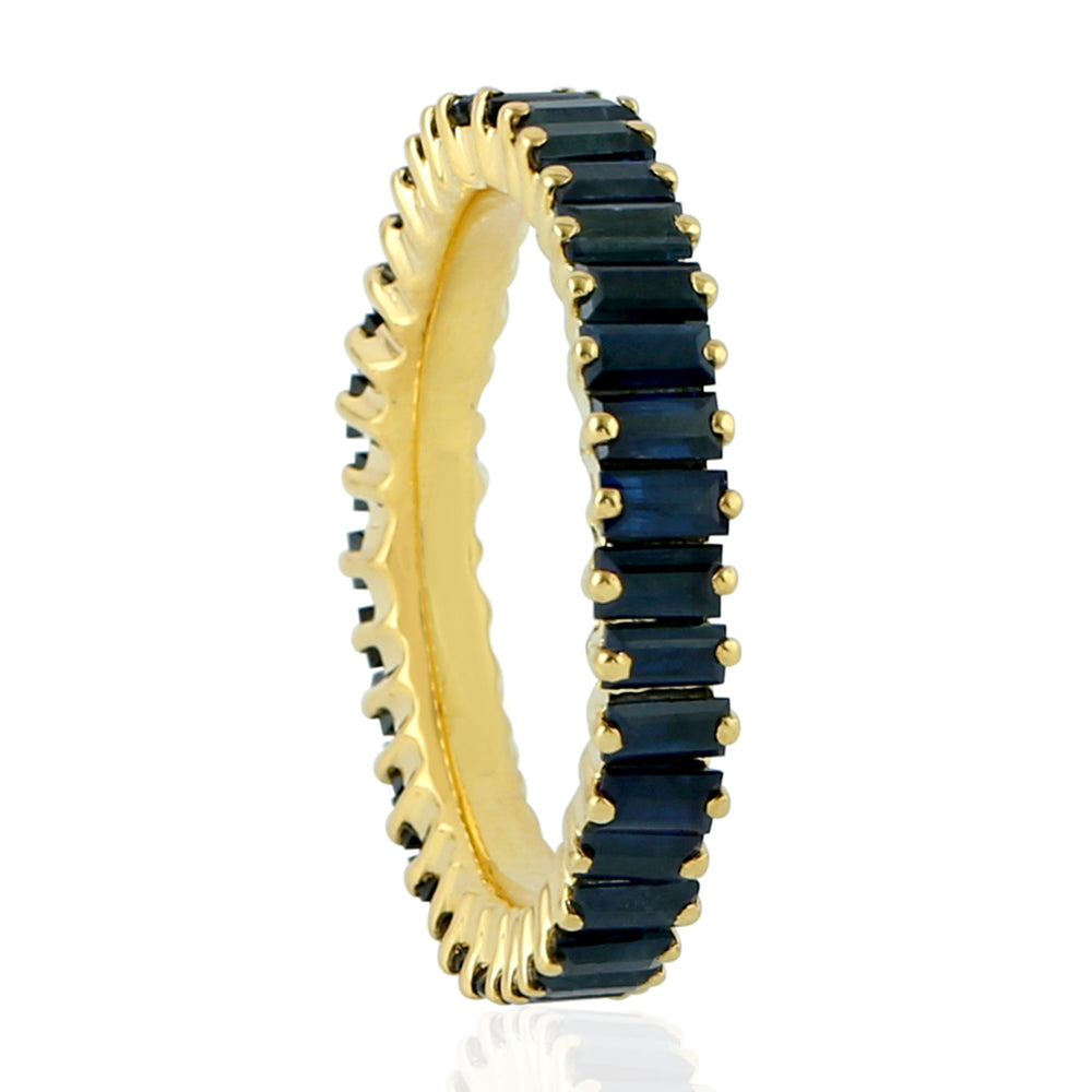 Sapphire Band Ring 18k Yellow Gold Handmade Jewelry
