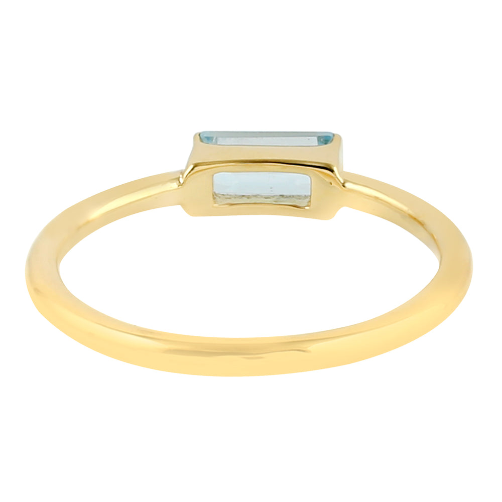 Natural Topaz Band Ring 18k Yellow Gold Jewelry