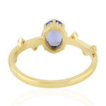 Tanzanite Stackable Ring 18k Yellow Gold Diamond Handmade Jewelry