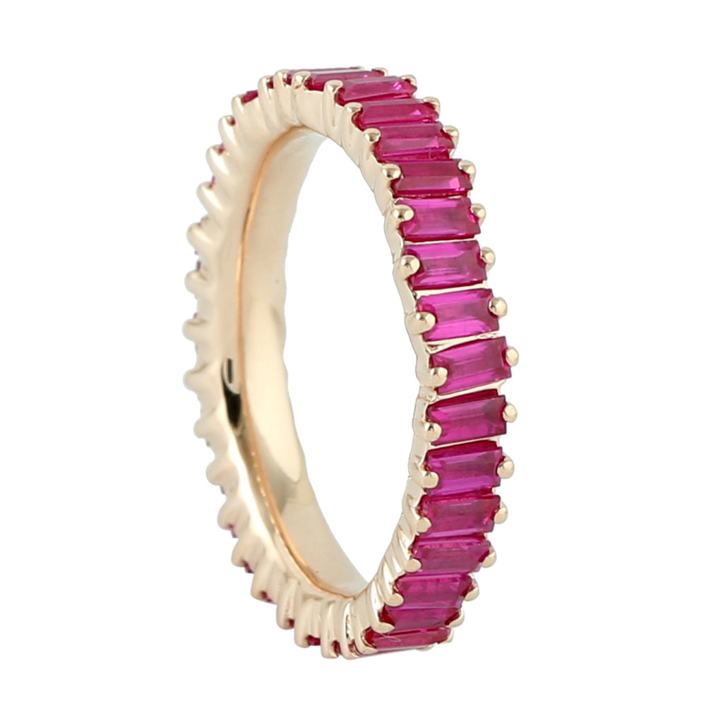Natural Ruby Band Ring 18k Rose Gold Jewelry