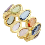 Natural Multicolor Sapphire 18k Yellow Gold Promise Ring