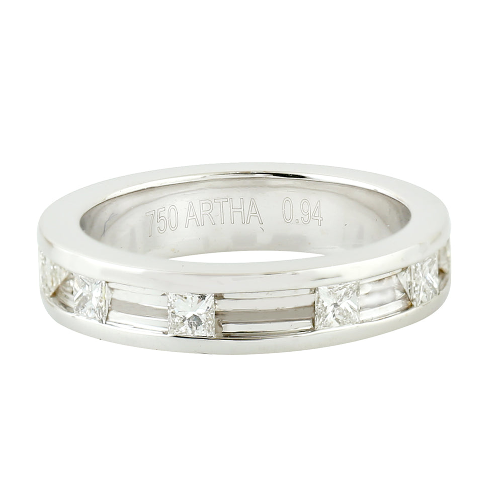 Natural Diamond Band Ring 18k White Gold Fine Jewelry
