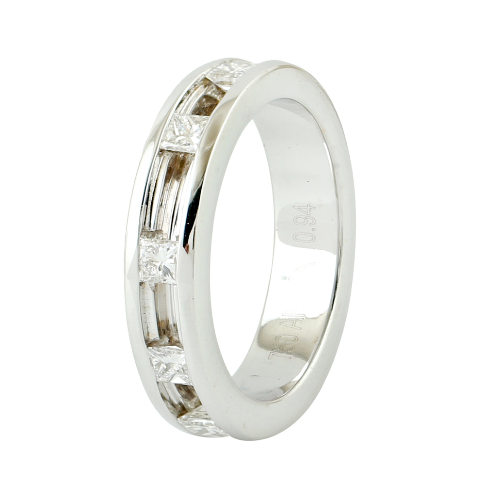 Natural Diamond Band Ring 18k White Gold Fine Jewelry