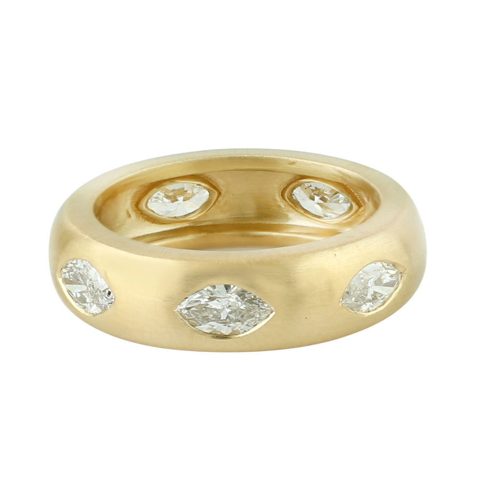 Natural Diamond Band Ring 18k Yellow Gold Fine Jewelry