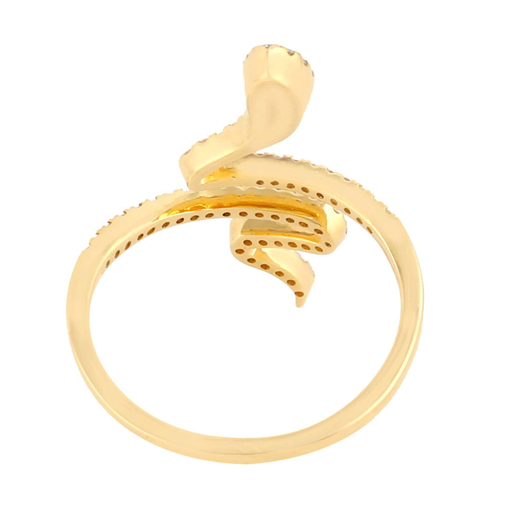 Handmade 18k Yellow Gold Pave Diamond Snake Design Fine Jewelry Accessory