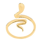 Black Pave Diamond Serpent Ring In 18k Yellow Gold Designer Jewelry