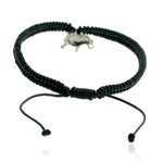 Pave Diamond Elephant Charm Macrame Fixed And Flexible Bracelet Friendship Jewelry