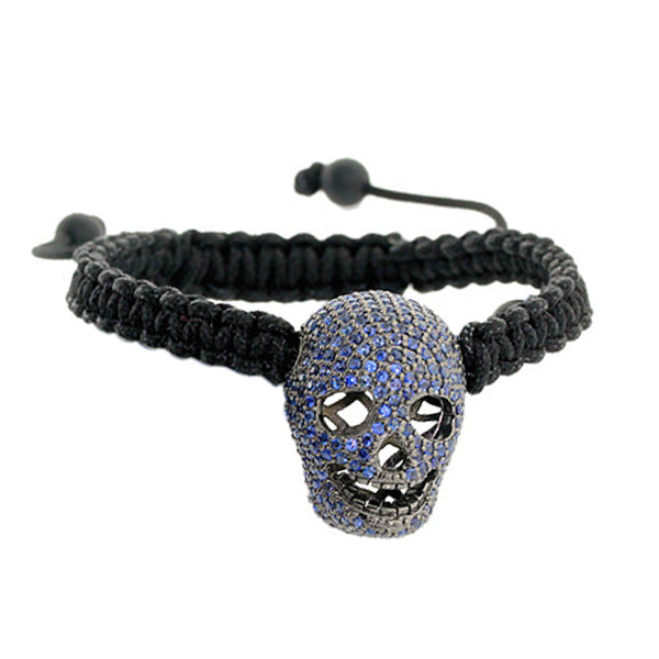 Black Onyx Sapphire 925 Silver Skull Blue Mac18ke Bracelet