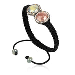 Fixed And Flexible Bracelet 18.6ct Multi Sapphire Pave Diamond Macrame Friendship Jewelry