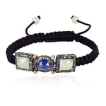 18kt Gold Sapphire Diamond Party Wear Macrame Bracelet Silver Jewelry