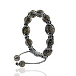 Natural Diamond Pave Bead Ball Silver Fixed & Flexible Macrame Bracelet Jewelry