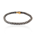 Pave Diamond Link Chain Design Fixed Flexible Bracelet In 14k Gold Silver