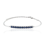 Natural Blue Sapphire Bar Statement Bracelet 18K White Gold Jewelry Gift
