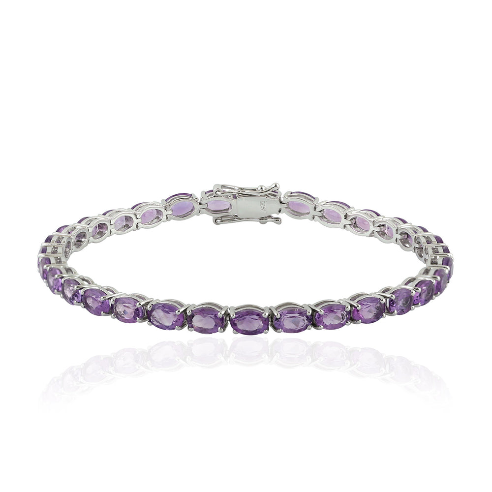 925 Sterling Silver Amethyst Gemstone Tennis Bracelet Women's Jewelry