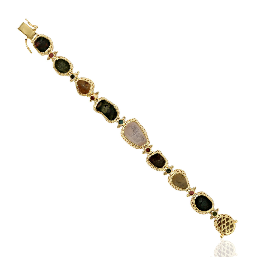 Natural Geode Bracelet 18k Yellow Gold 925 Silver Tourmaline Jewelry Gift