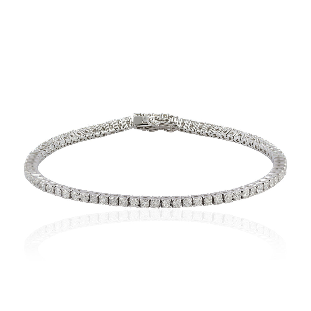 Natural Diamond Chain Bracelet 14k White Gold Jewelry
