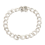 925 Sterling Silver Interlock Design Chain Bracelet Handmade Gift For Him