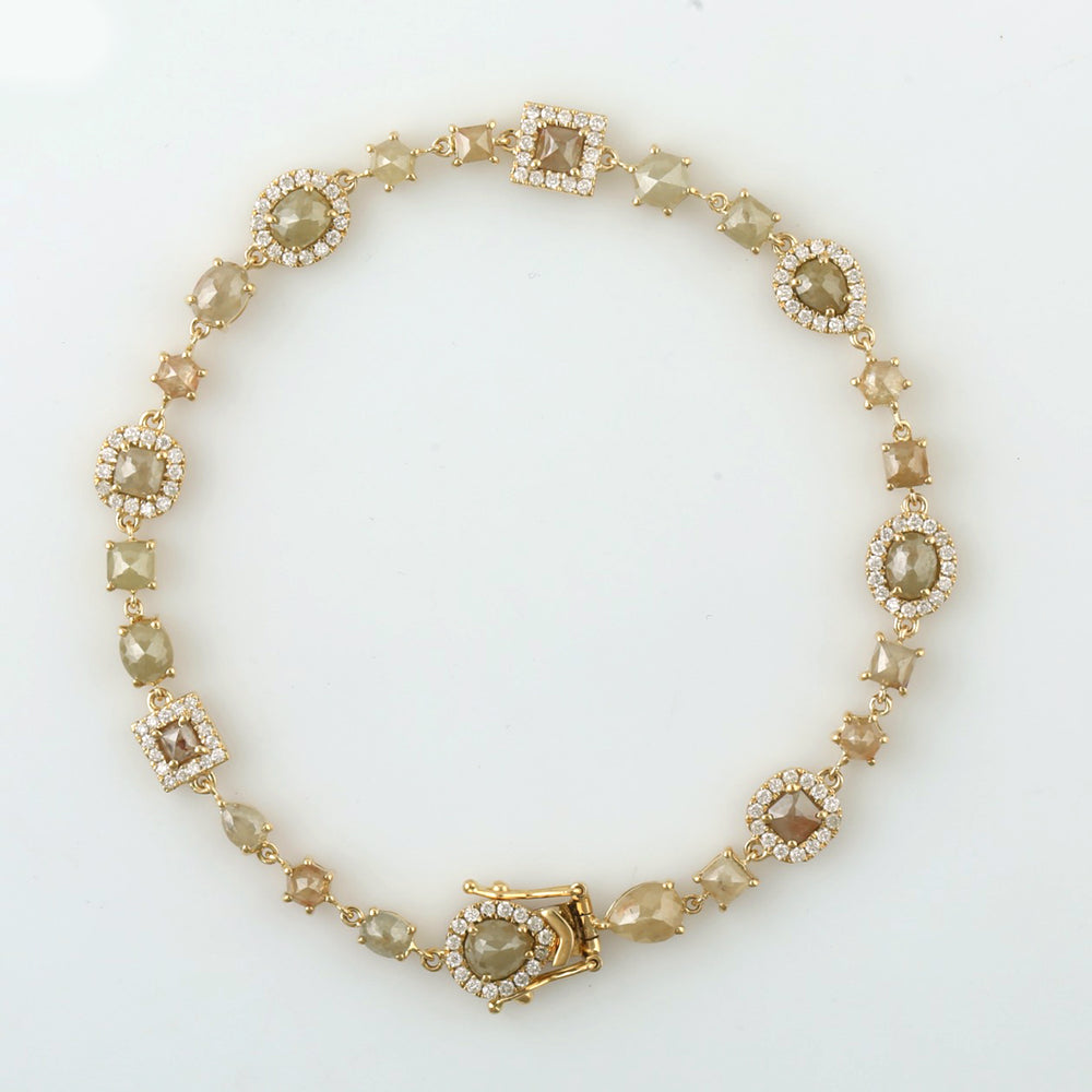 Natural Ice Diamond Pave Diamond Designer 18 yellow Gold Bracelet