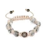 Diamond Rutilated Quartz Beads Macrame Bracelet Sterling Silver Jewelry