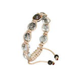 Diamond Rutilated Quartz Beads Macrame Bracelet Sterling Silver Jewelry