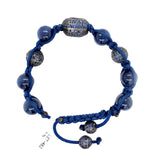 Natural Sapphire Beaded Bracelet 925 Sterling Silver Macrame Jewelry