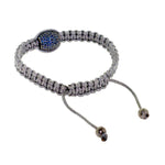Blue Sapphire Bead Macrame Bracelet 925 Sterling Silver Handmade Jewelry