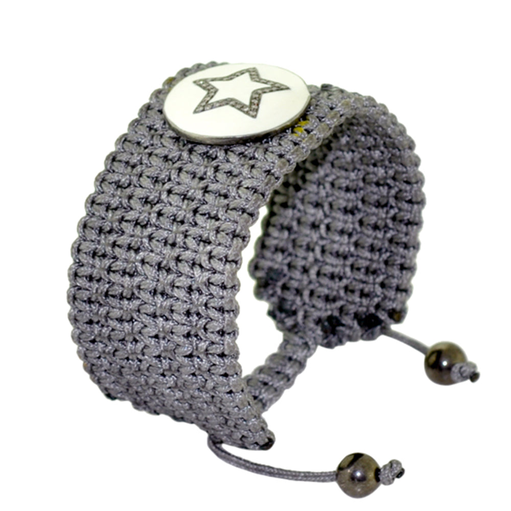 Diamond 925 Sterling Silver Star Design Macrame Enamel Bracelet Jewelry