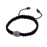 Blue Sapphire Spinel Bead Macrame Bracelet Sterling Silver Gift Jewelry