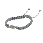 Pave Diamond Bead Macrame Bracelet 925 Sterling Silver Women Jewelry