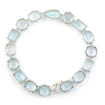 Solid 18k White Gold Aquamarine Gemstone Bracelet Fine Jewelry