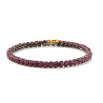 Natural Ruby Cuban Chain Bracelet In 14k Gold & Sterling Silver