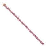 Baguette Pink Sapphire Zig Zag Link Bracelet Gift In 14k Yellow Gold