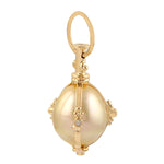 18k Yellow Gold Natural South Pearl Set & Pave Diamond Designer Pendant Jewelry